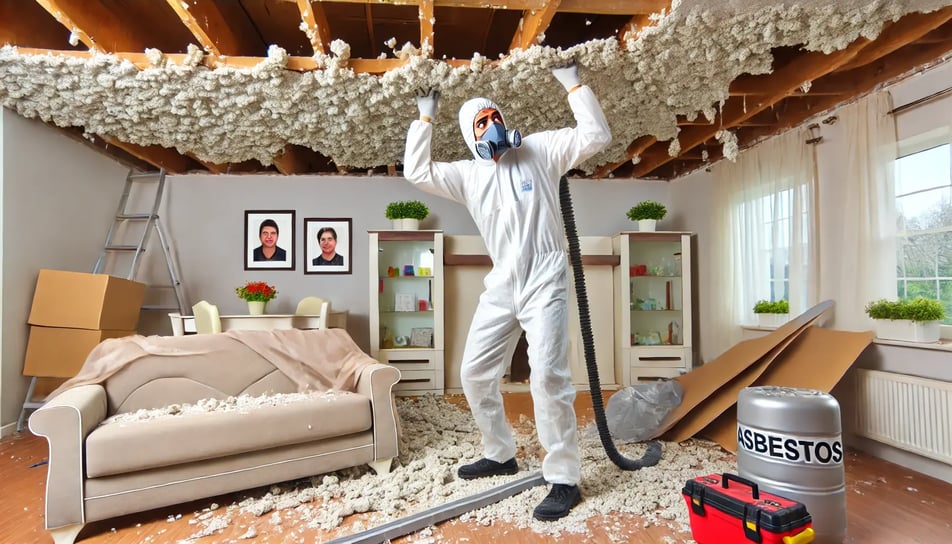 Asbestos Worker Taking Care Of Popcorn Ceiling