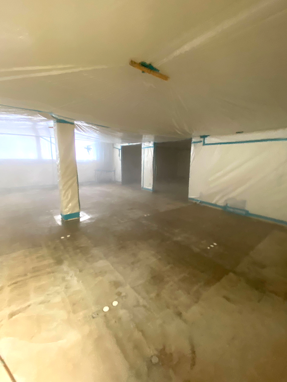 Large sealed work area at the school facility