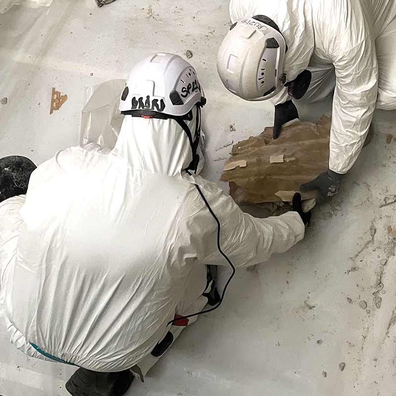 JJ&S asbestos abatement team working inside the controlled healthcare project area