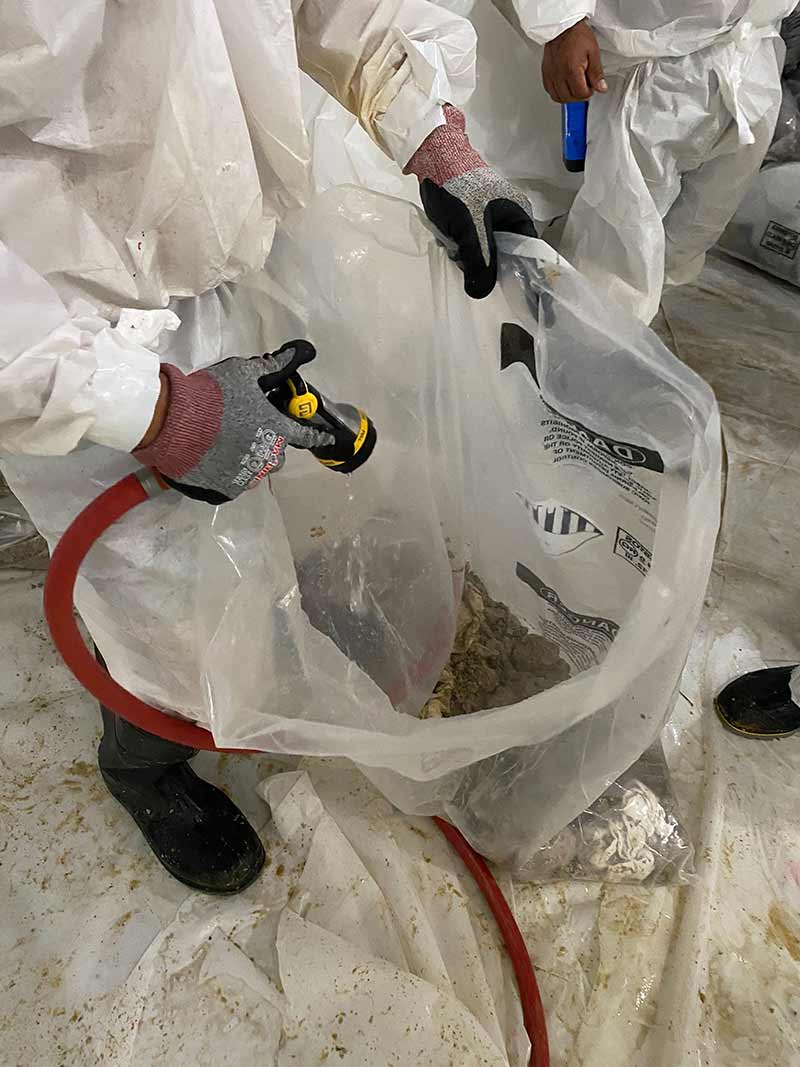 Vertical view of asbestos removal work inside the VA medical facility