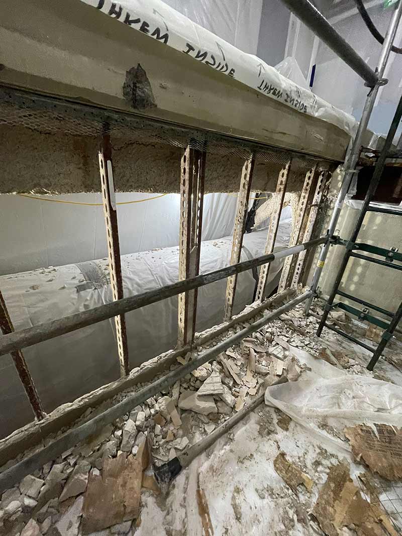 Asbestos removal field work inside the healthcare facility